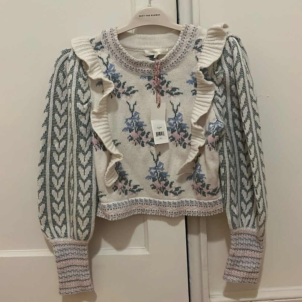 LoveShackFancy Warwick Pullover Sweater in Dew Drop Cream